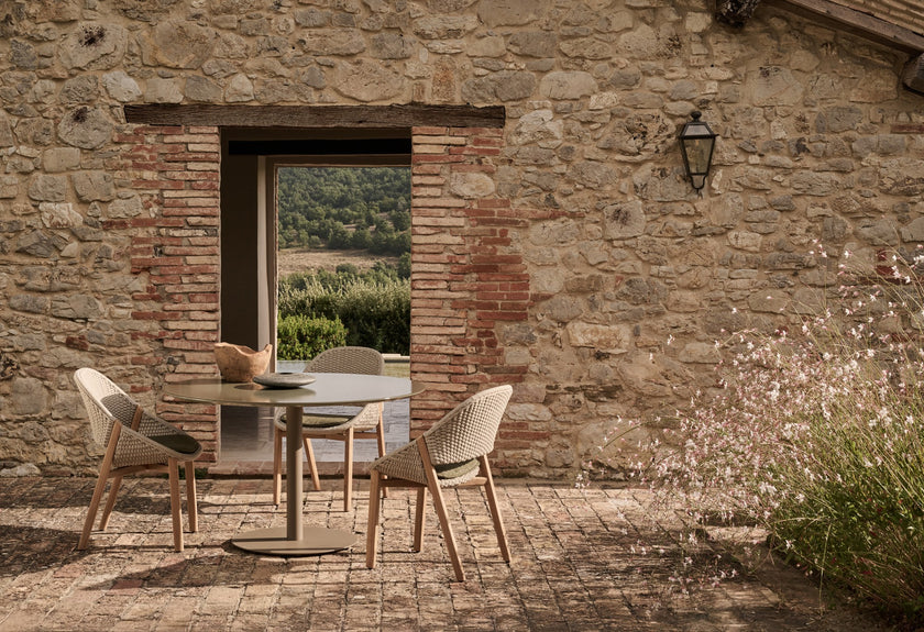 Elio woven teak dining chair by Yabu Pushelberg for Tribù | Casa Design Group