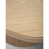 Enook coffee table crafted from solid wood, featuring a square tabletop with rounded corners and a sculptural cylindrical base in a contemporary design.