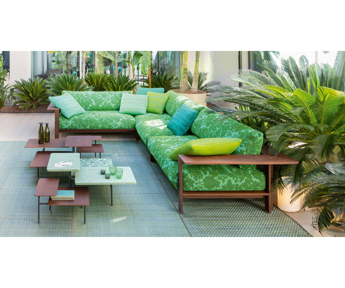 Ensemble Outdoor Coffee Table by Paola Lenti with a Stainless Steel Structure and Decorative Tops | Casa Design Group