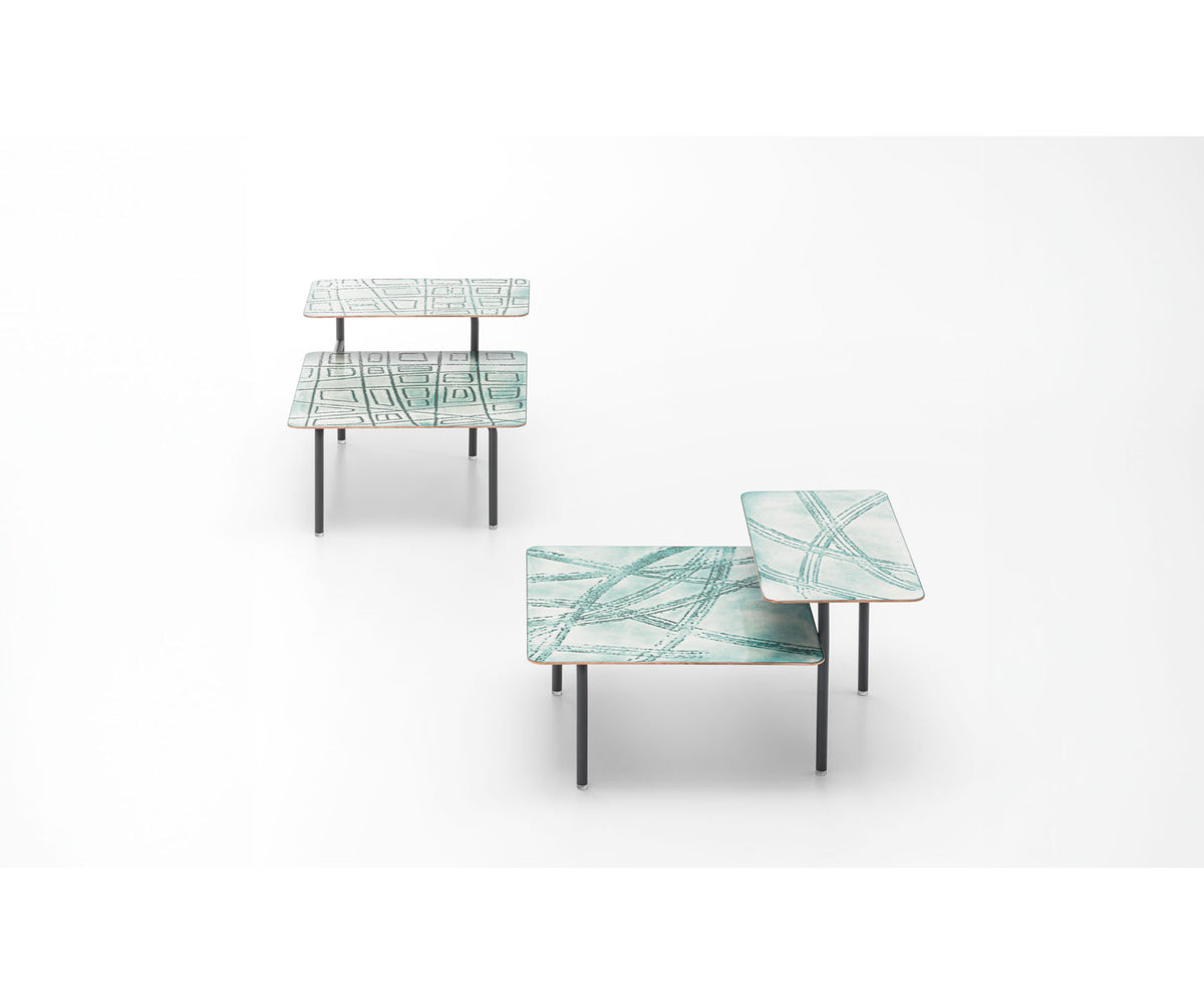 Modern Ensemble Outdoor Side Table by Paola Lenti with Handcrafted Ceramic or Glass Top - Casa Design Group