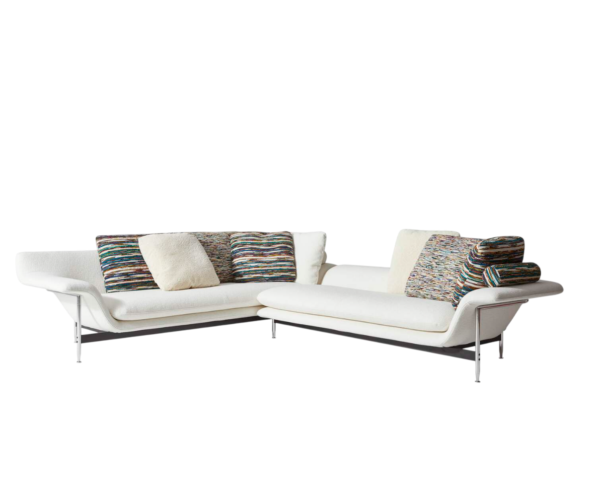 Esosoft sectional sofa by Cassina with modular design, aluminum frame and upholstered cushions – Casa Design Group