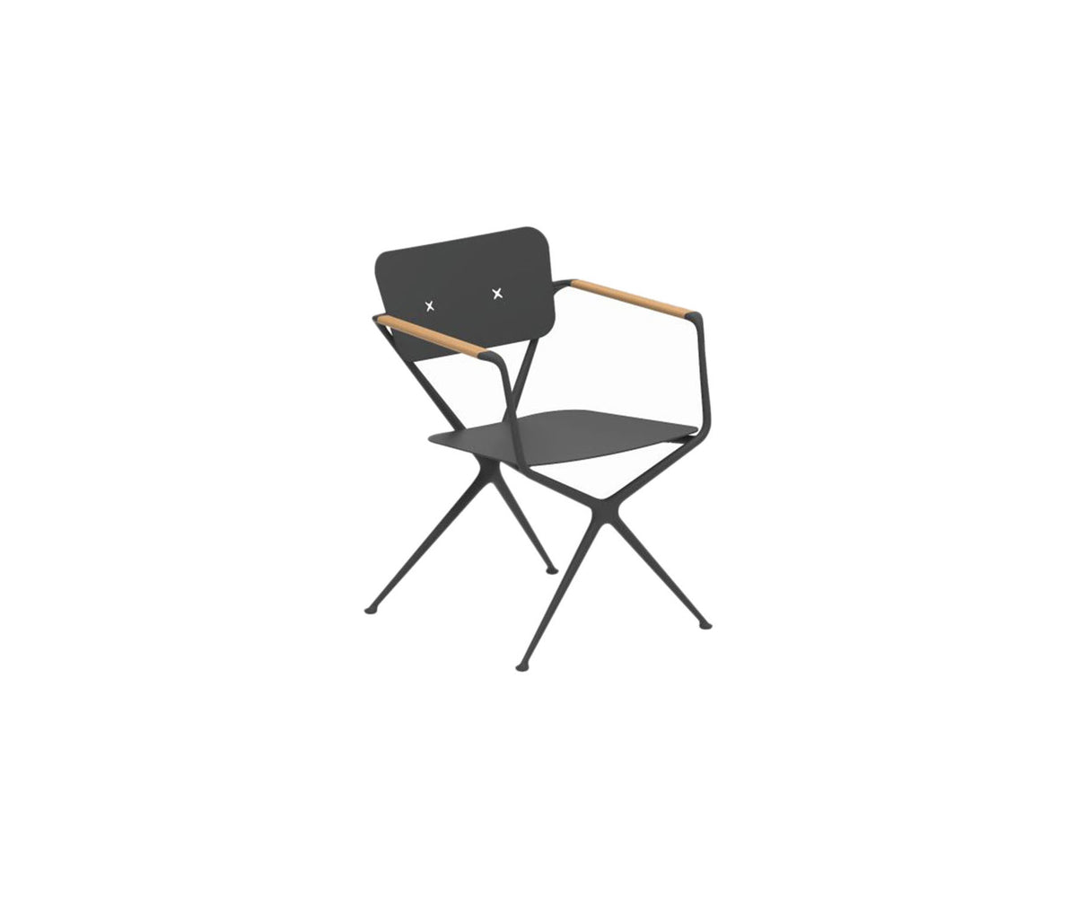 Modern Aluminum and Teak Exes Outdoor Chair by Royal Botania Casa Design Group