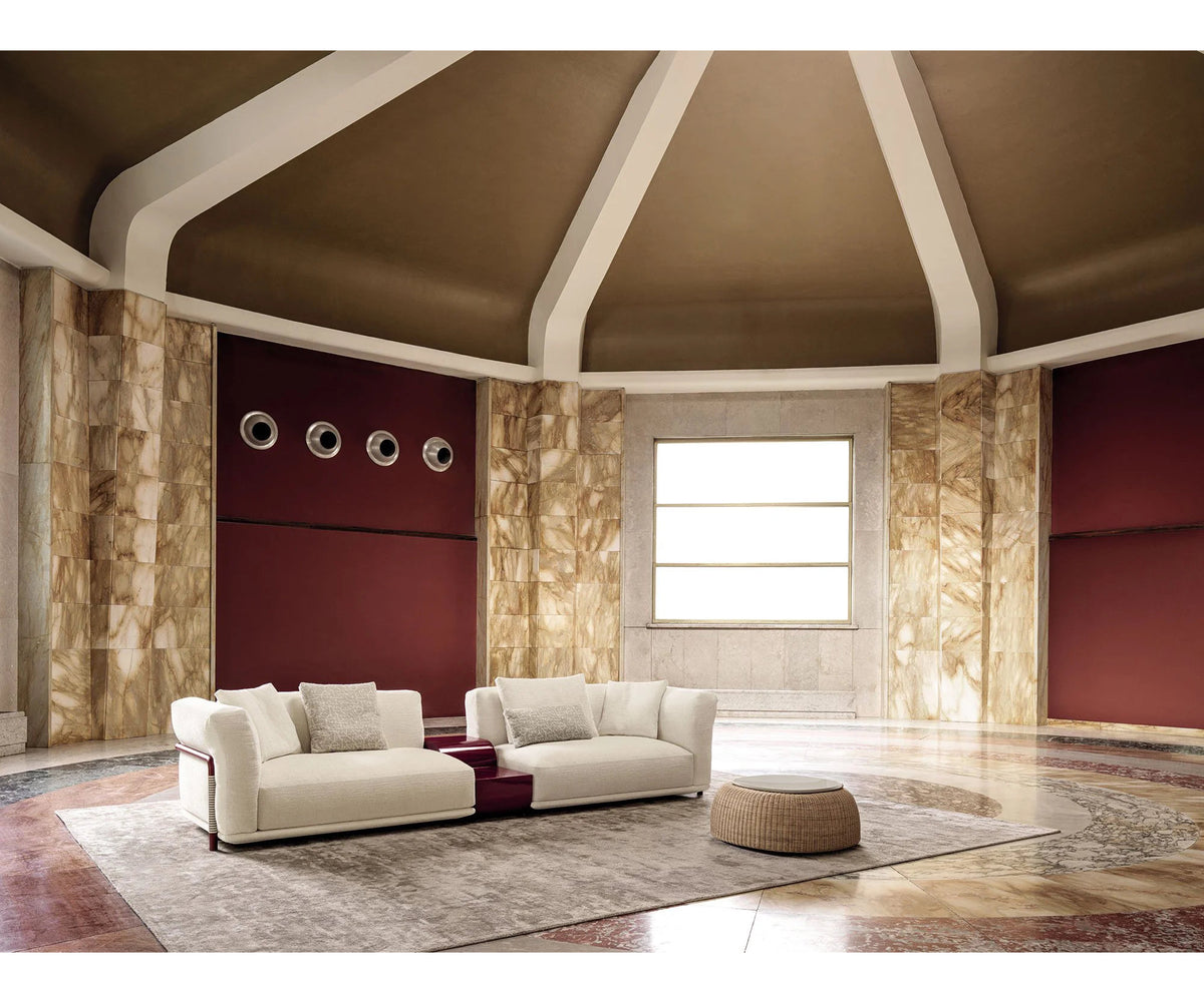 Frigerio Felix Sectional Sofa modular designer sectional with upholstered cushions and refined metal details Casa Design Group