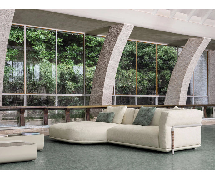 Frigerio Felix Sectional Sofa modular designer sectional with upholstered cushions and refined metal details Casa Design Group