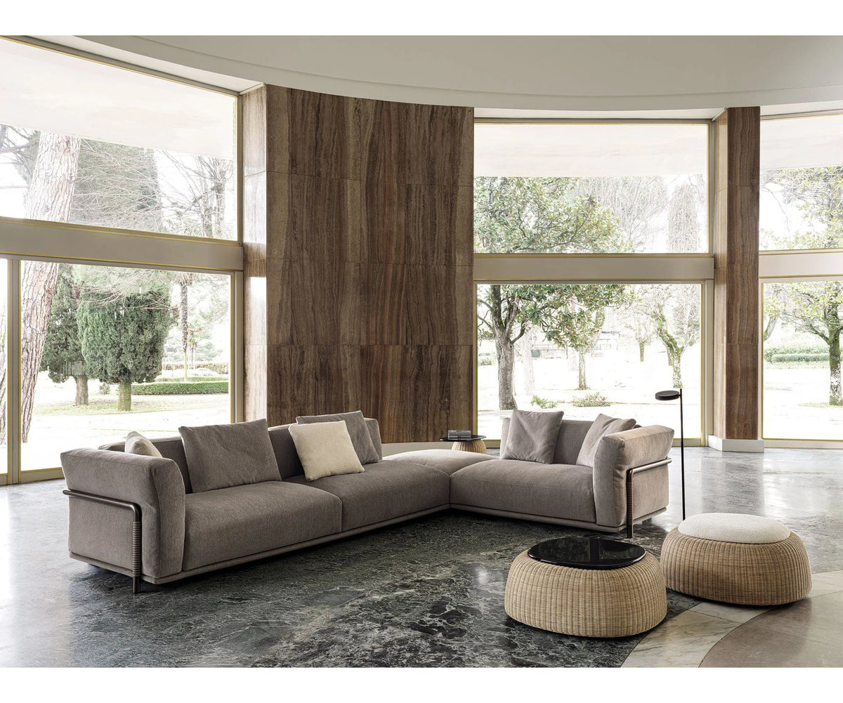 Frigerio Felix Sectional Sofa modular designer sectional with upholstered cushions and refined metal details Casa Design Group