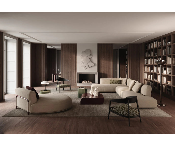 Frigerio Felix Sectional Sofa modular designer sectional with upholstered cushions and refined metal details Casa Design Group