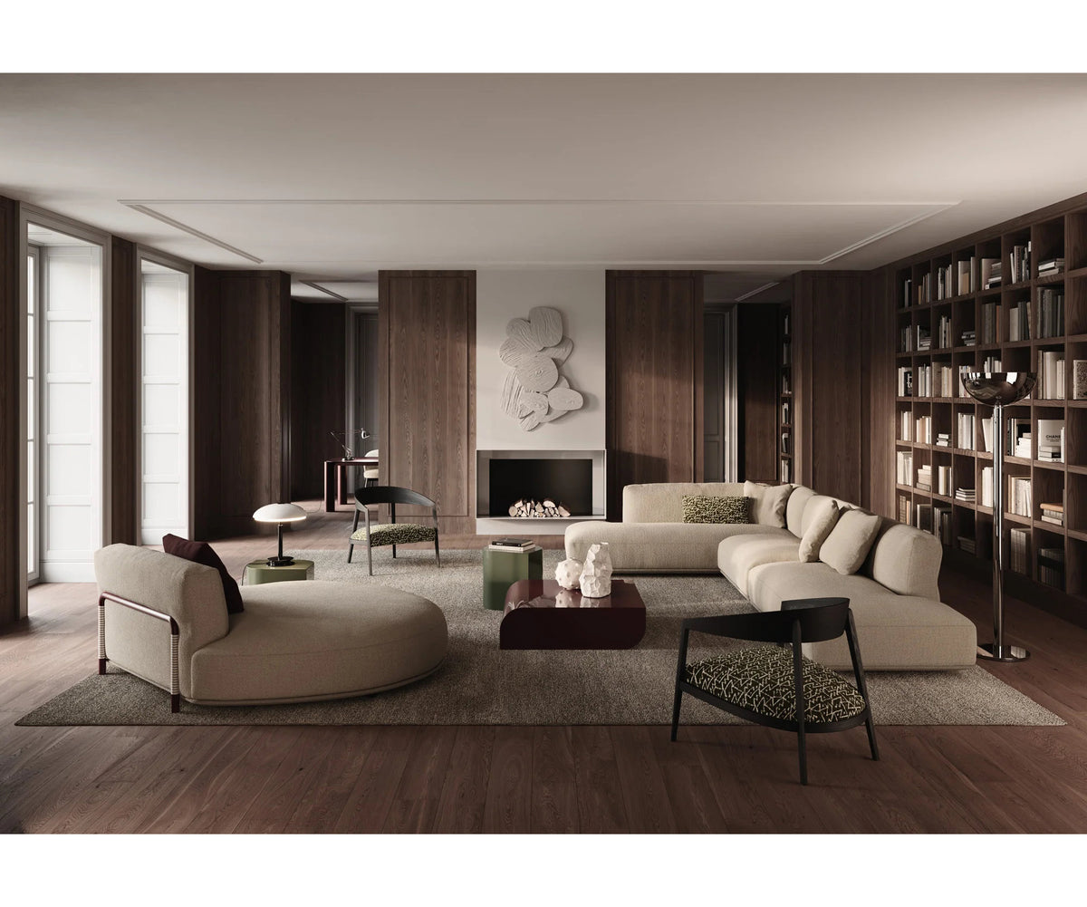 Frigerio Felix Sectional Sofa modular designer sectional with upholstered cushions and refined metal details Casa Design Group