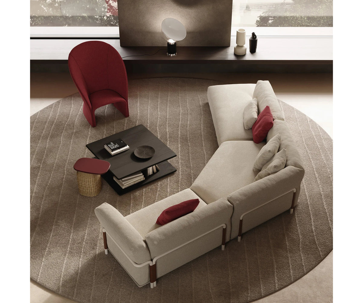 Frigerio Felix Sectional Sofa modular designer sectional with upholstered cushions and refined metal details Casa Design Group