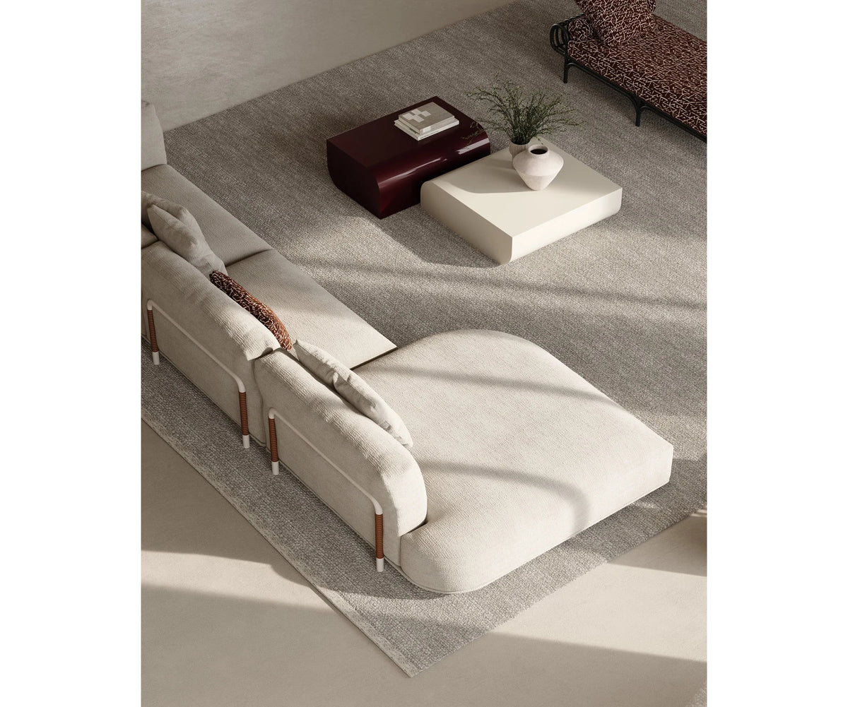 Frigerio Felix Sectional Sofa modular designer sectional with upholstered cushions and refined metal details Casa Design Group