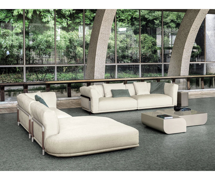 Frigerio Felix Sofa modular designer sofa with upholstered cushions and refined metal details Casa Design Group