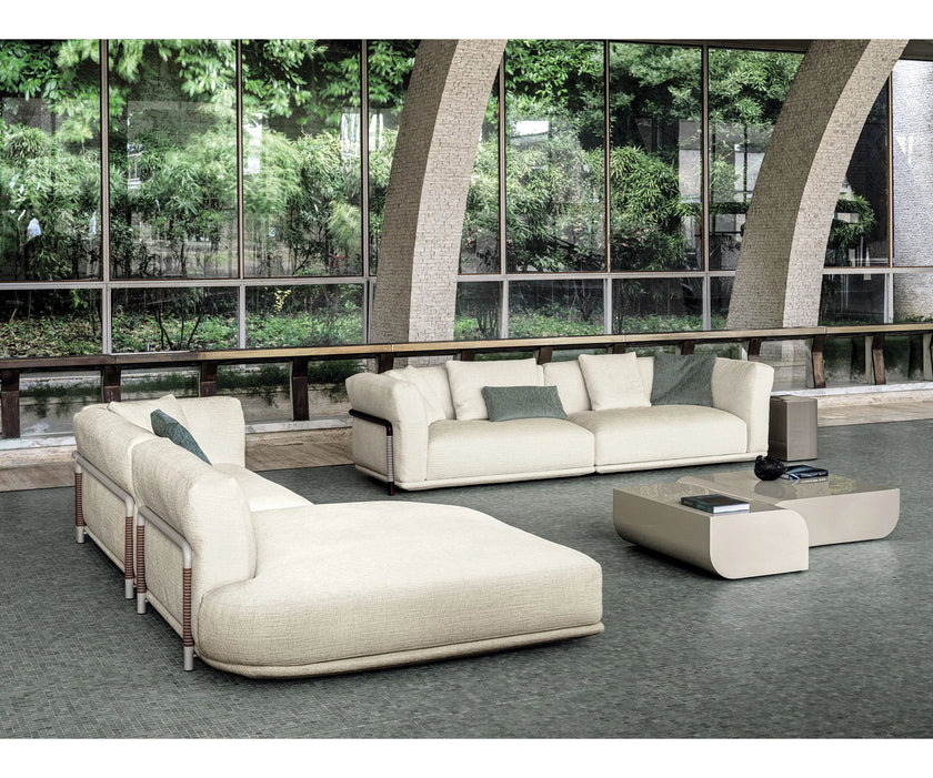 Frigerio Felix Sofa modular designer sofa with upholstered cushions and refined metal details Casa Design Group