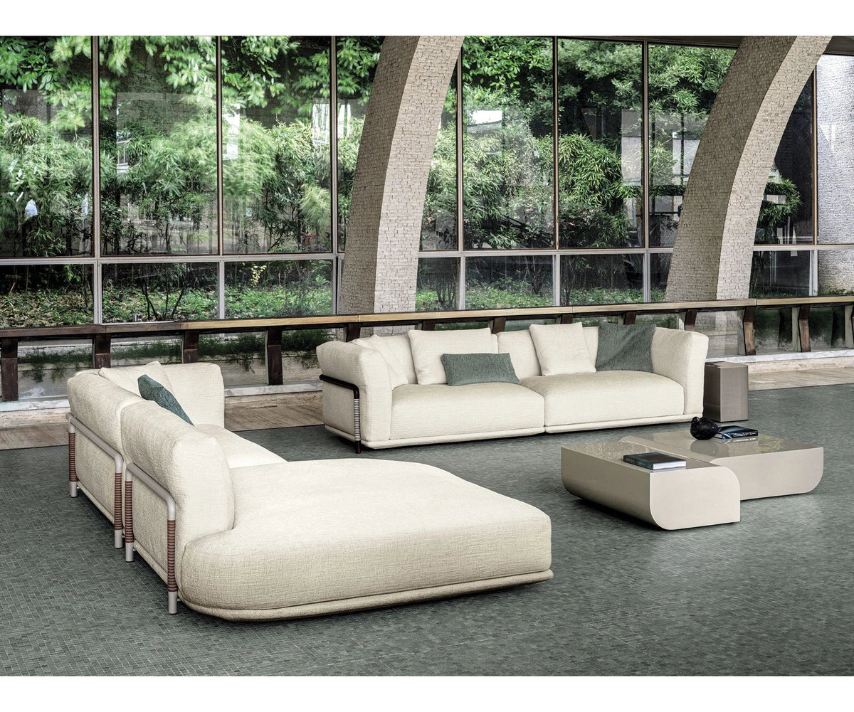 Frigerio Felix Sofa modular designer sofa with upholstered cushions and refined metal details Casa Design Group