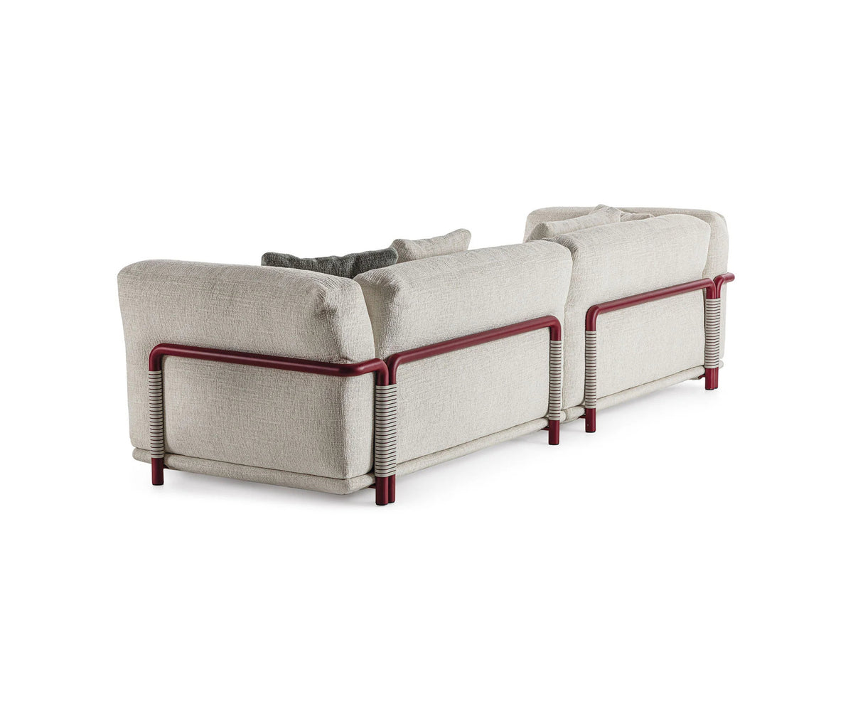 Frigerio Felix Sofa modular designer sofa with upholstered cushions and refined metal details Casa Design Group