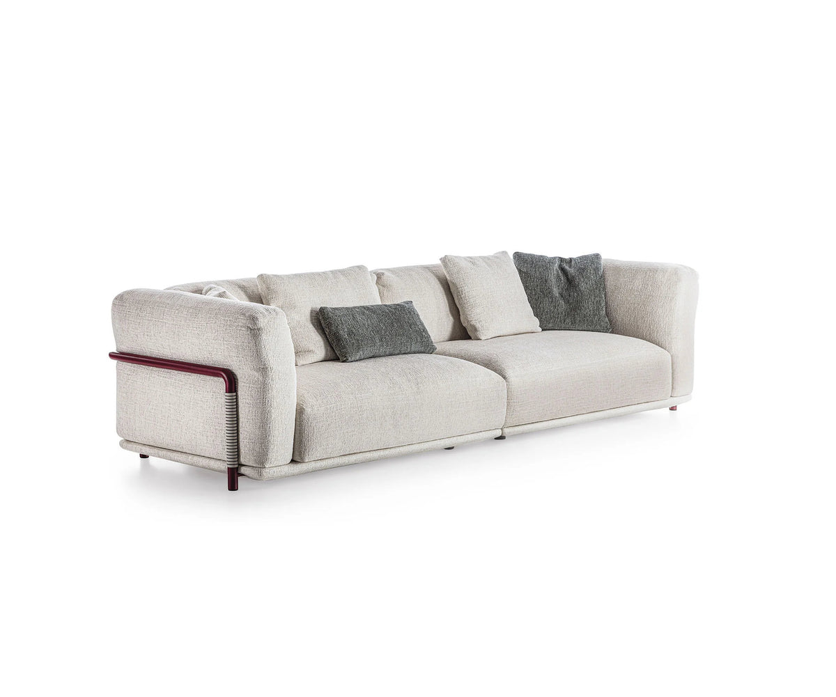 Frigerio Felix Sofa modular designer sofa with upholstered cushions and refined metal details Casa Design Group