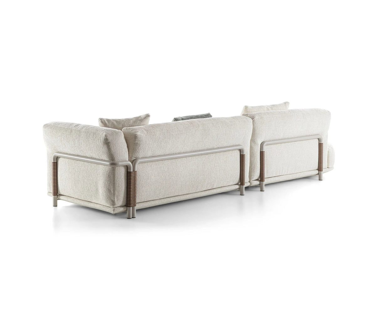 Frigerio Felix Sofa modular designer sofa with upholstered cushions and refined metal details Casa Design Group
