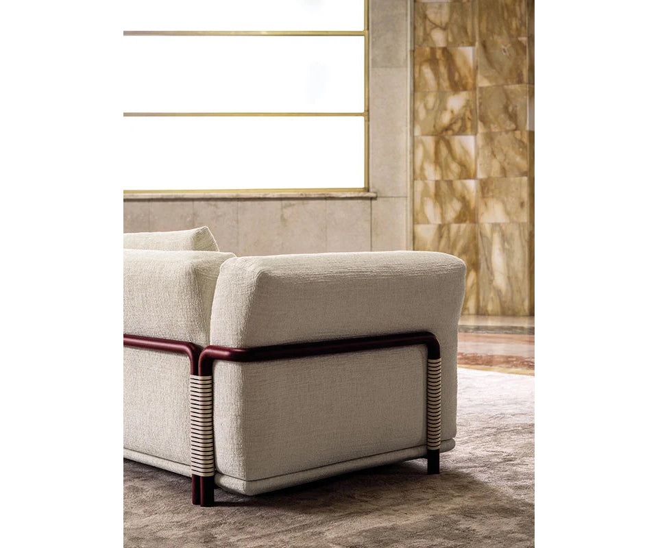Frigerio Felix Sofa modular designer sofa with upholstered cushions and refined metal details Casa Design Group