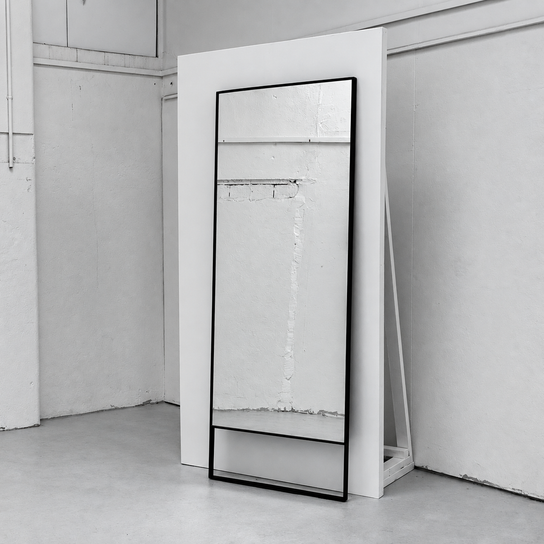 Floor Sample Bell Mirror with Black Metal Frame by Camerich | Casa Design Group