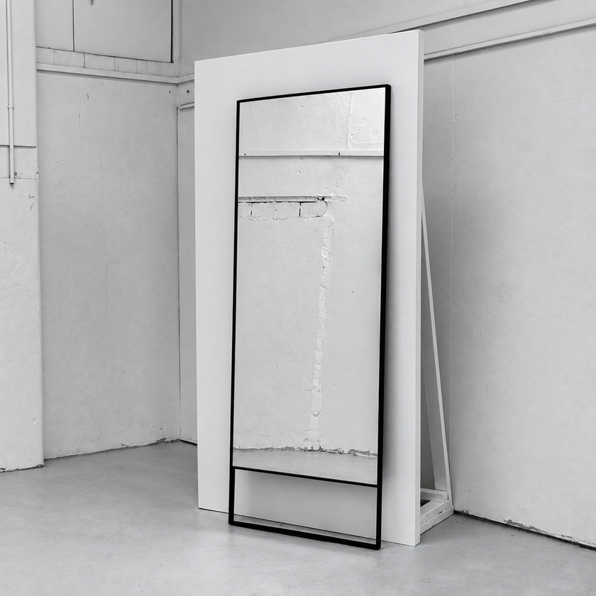 Floor Sample Bell Mirror with Black Metal Frame by Camerich | Casa Design Group