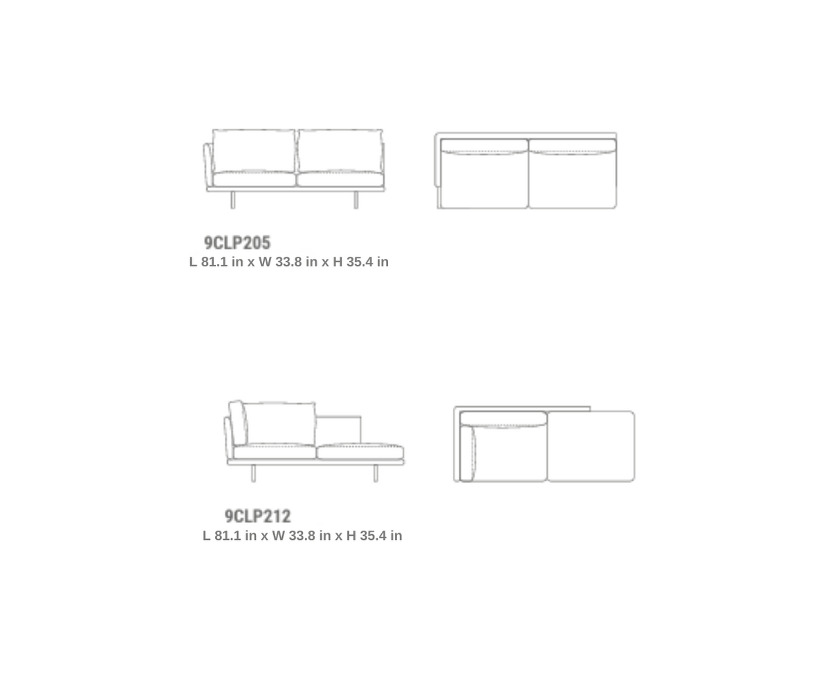 High End Floor Sample Clipper Sectional Sofa by Marelli Casa Design Group