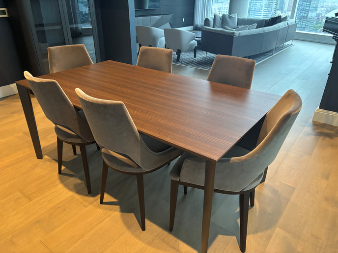 Floor Sample Filigree Table with Eucalyptus Top and Iridium Brown Structure by Molteni&C | Casa Design Group