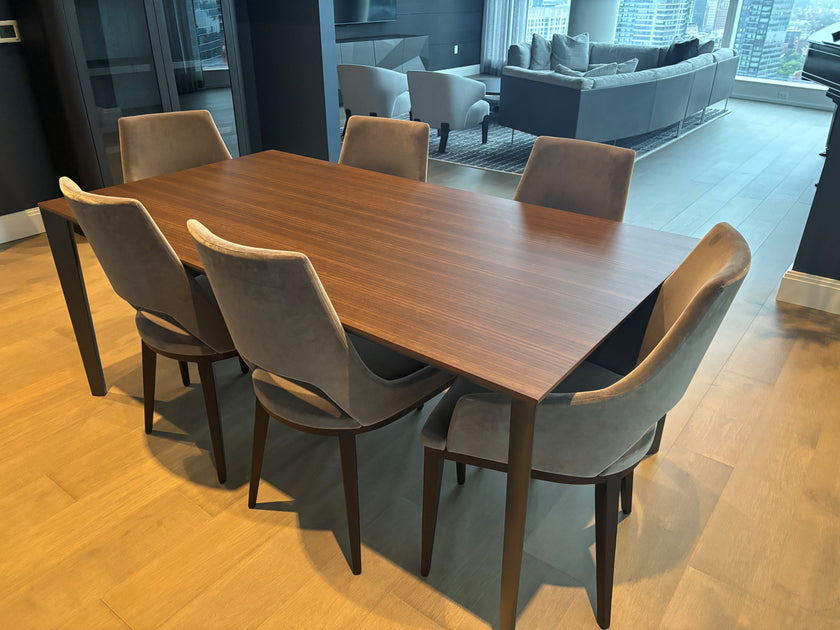 Floor Sample Filigree Table with Eucalyptus Top and Iridium Brown Structure by Molteni&C | Casa Design Group