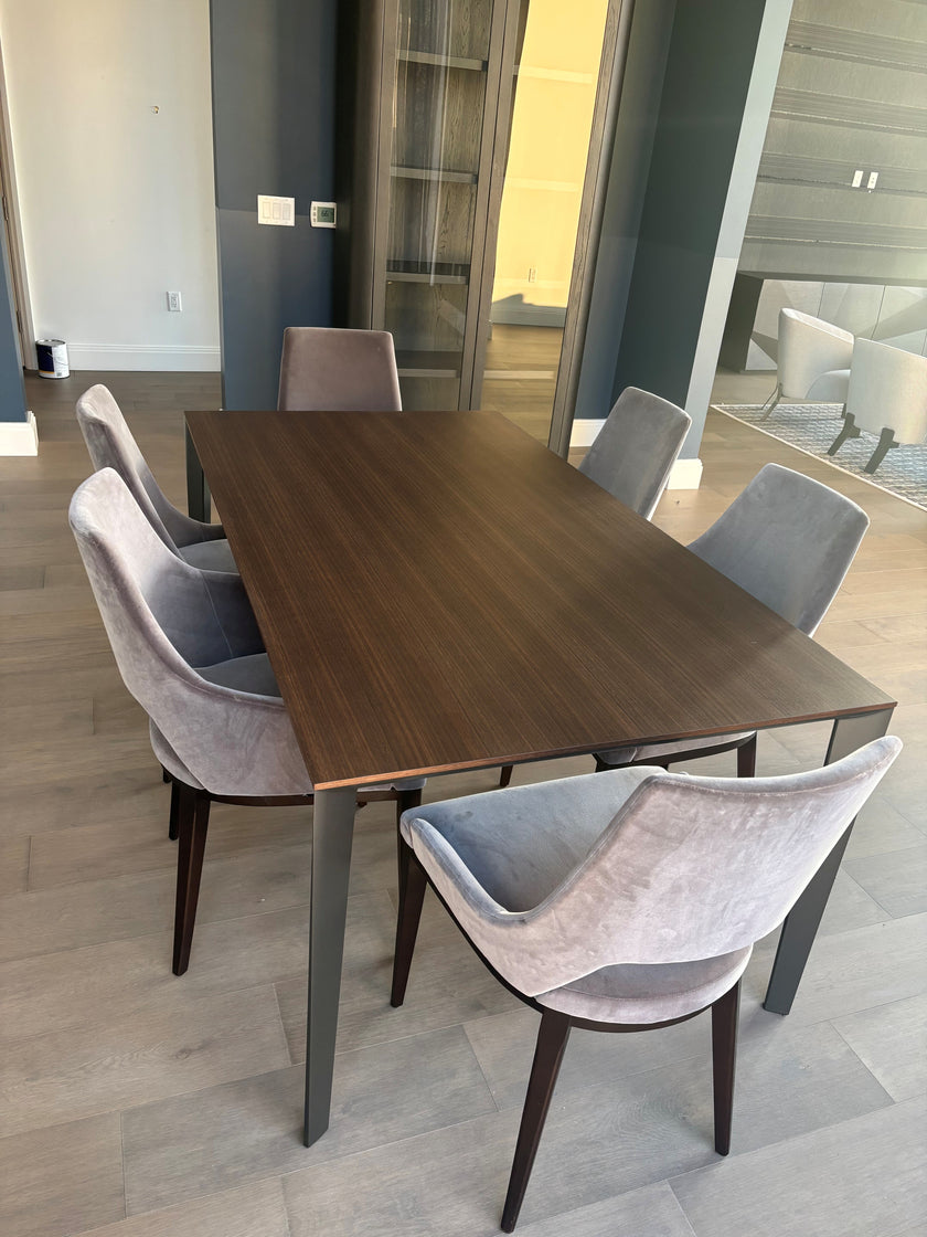 Floor Sample Filigree Table with Eucalyptus Top and Iridium Brown Structure by Molteni&C | Casa Design Group