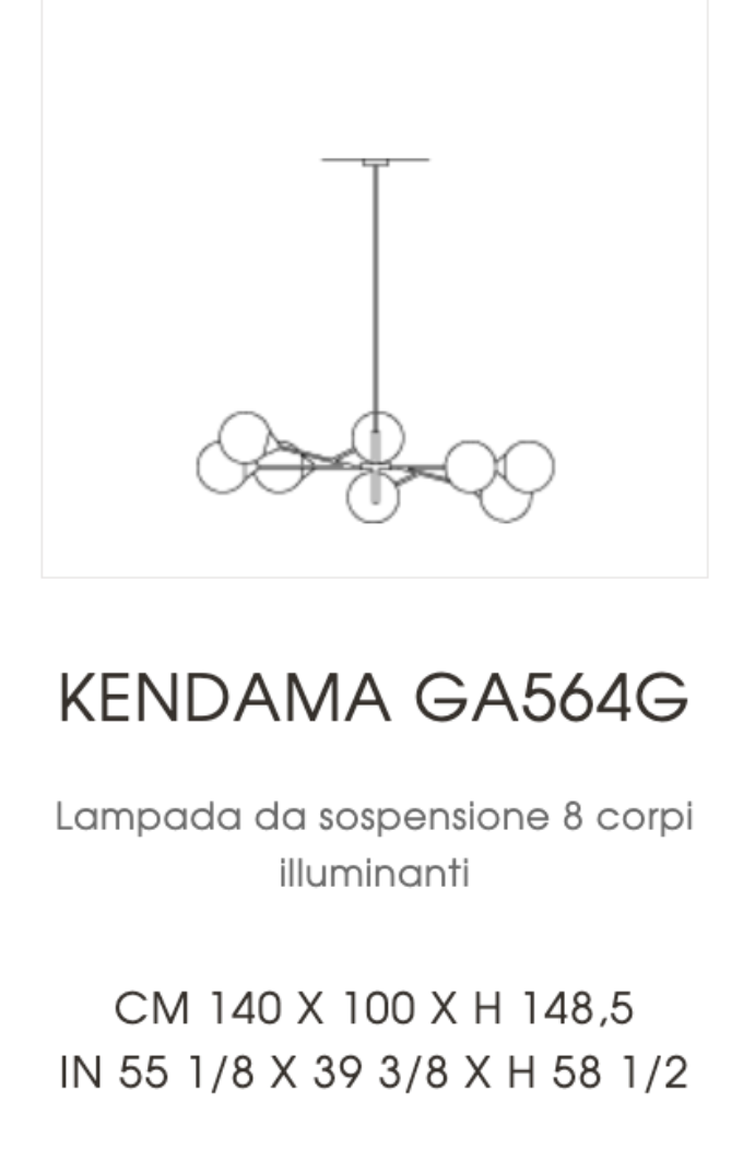 High End Floor Sample Kendama 8 Suspended Lamp by Giorgetti Casa Design Group