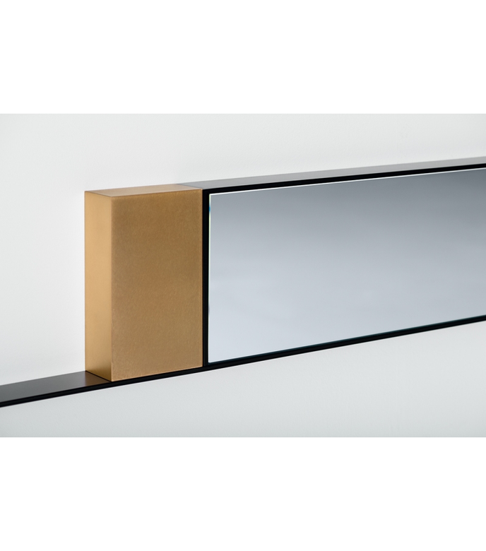 Floor Sample Mirror Lines with Black Nickel, White Carrara Marble and Brass Details by MDF Italia | Casa Design Group