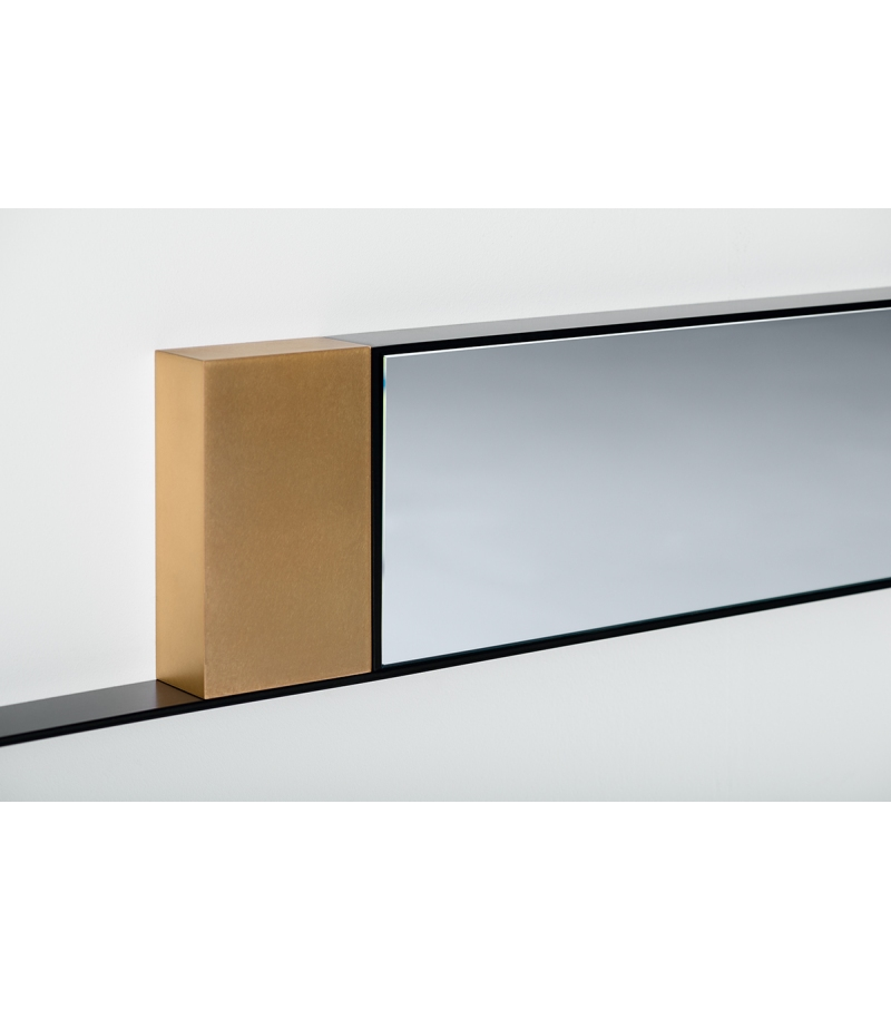 Floor Sample Mirror Lines with Black Nickel, White Carrara Marble and Brass Details by MDF Italia | Casa Design Group