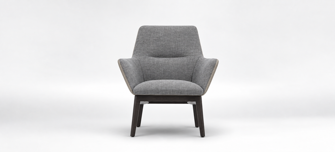 Floor Sample Qing Chair Low Back in Sky-Shadow Grey and Leather Cafe Noir by Camerich | Casa Design Group
