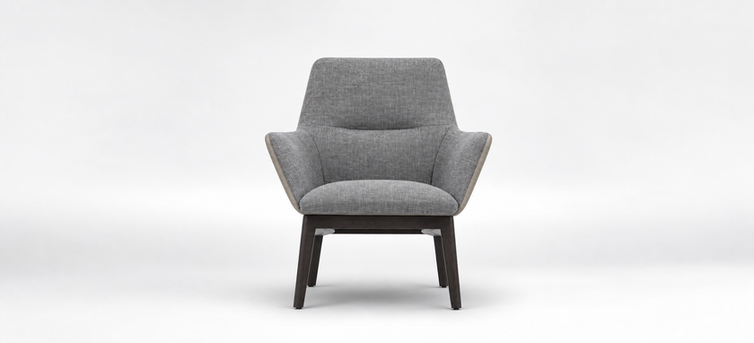 Floor Sample Qing Chair Low Back in Sky-Shadow Grey and Leather Cafe Noir by Camerich | Casa Design Group