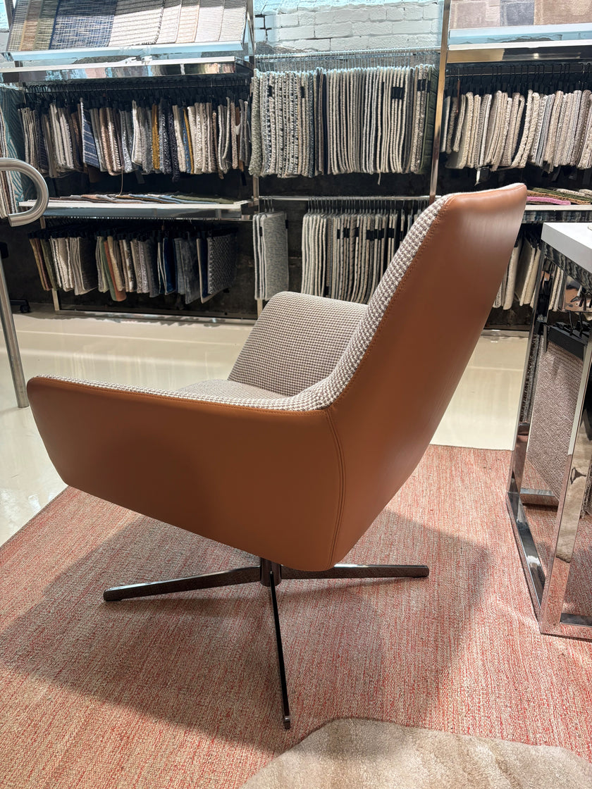 Floor Sample Qing Chair Low Back in Sky-Shadow Grey and Leather Cafe Noir by Camerich | Casa Design Group