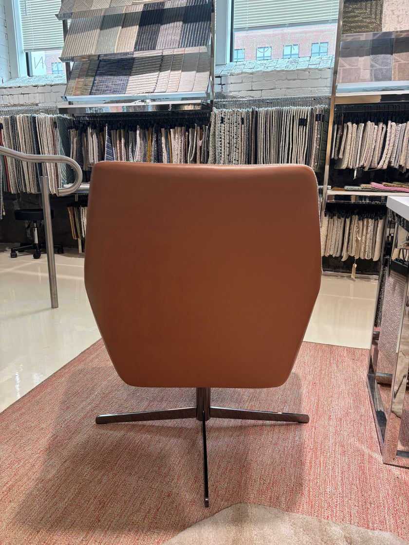 Floor Sample Qing Chair Low Back in Sky-Shadow Grey and Leather Cafe Noir by Camerich | Casa Design Group