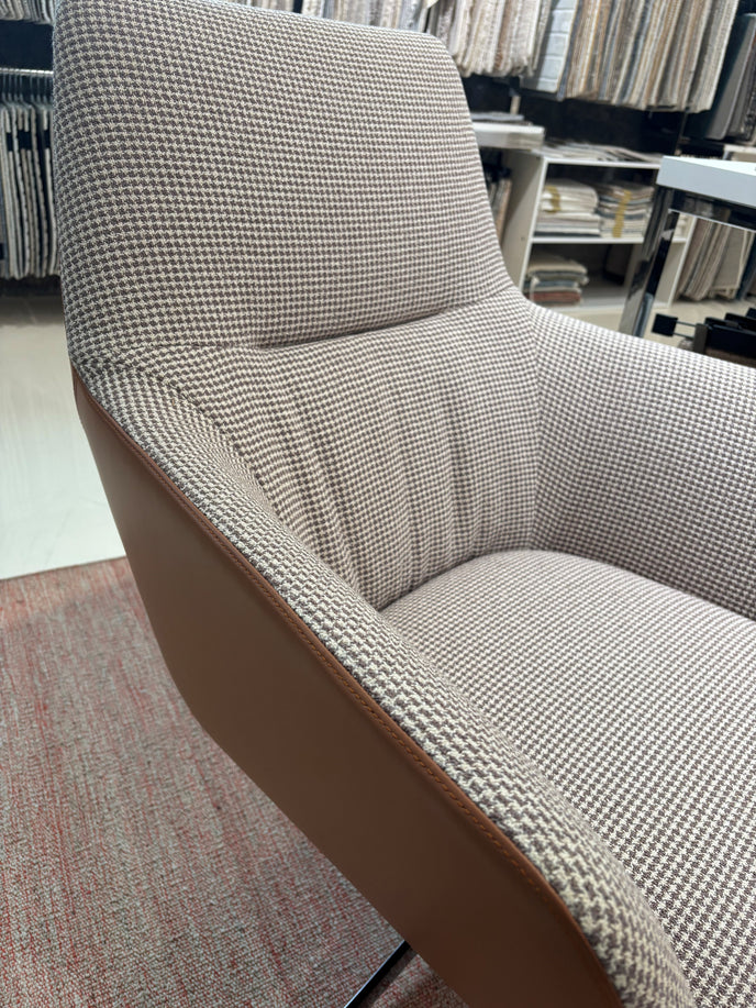 Floor Sample Qing Chair Low Back in Sky-Shadow Grey and Leather Cafe Noir by Camerich | Casa Design Group