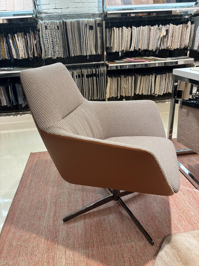 Floor Sample Qing Chair Low Back in Sky-Shadow Grey and Leather Cafe Noir by Camerich | Casa Design Group