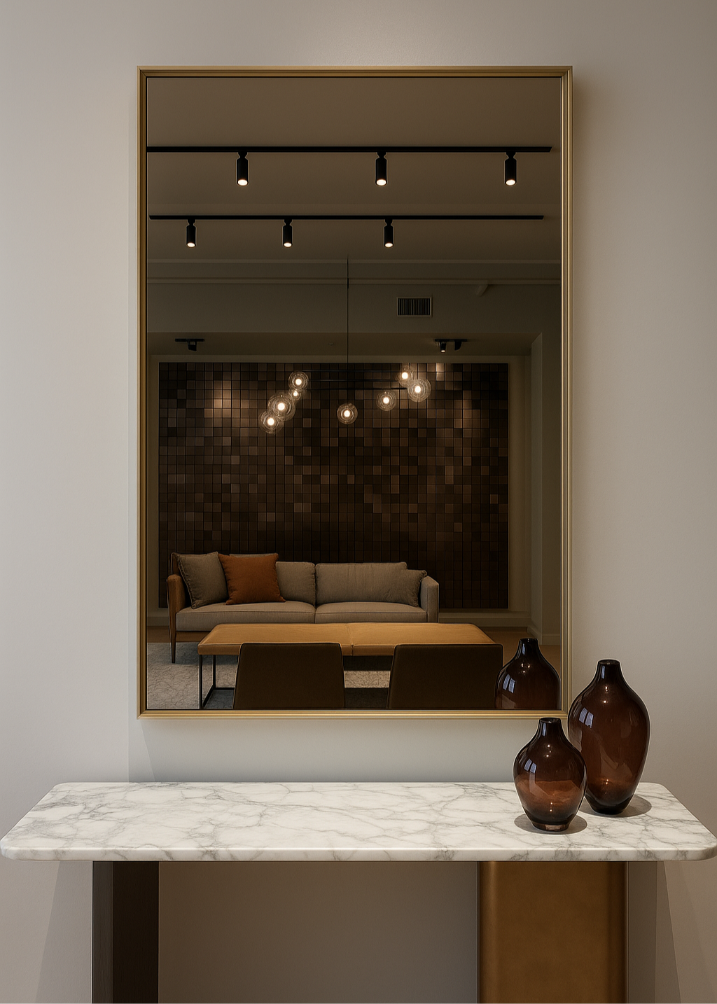 High End Floor Sample Visual Rectangular Mirror by Sovert Casa Design Group