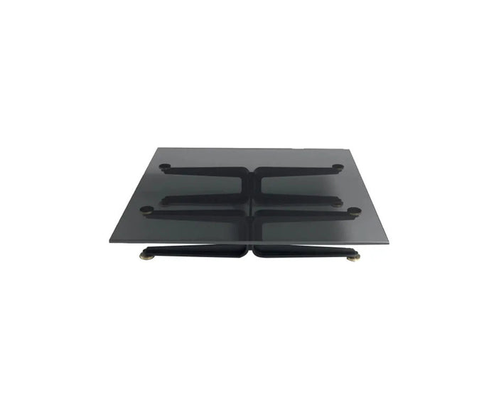 Floyd-Hi Coffee Table by Living Divani with a tempered glass top and laser-cut sheet steel base.