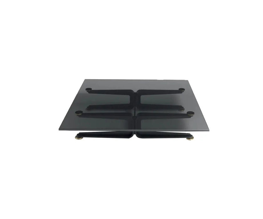 Floyd-Hi Coffee Table by Living Divani with a tempered glass top and laser-cut sheet steel base.