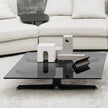 Floyd-Hi Coffee Table by Living Divani with a tempered glass top and laser-cut sheet steel base.