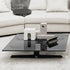 Floyd-Hi Coffee Table by Living Divani with a tempered glass top and laser-cut sheet steel base.