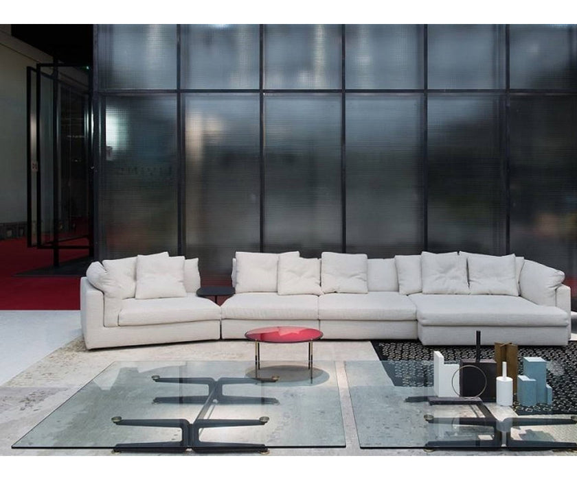 Floyd-Hi Coffee Table by Living Divani with a tempered glass top and laser-cut sheet steel base.
