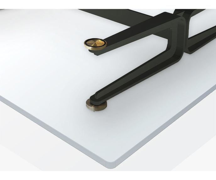 Floyd-Hi Coffee Table by Living Divani with a tempered glass top and laser-cut sheet steel base.