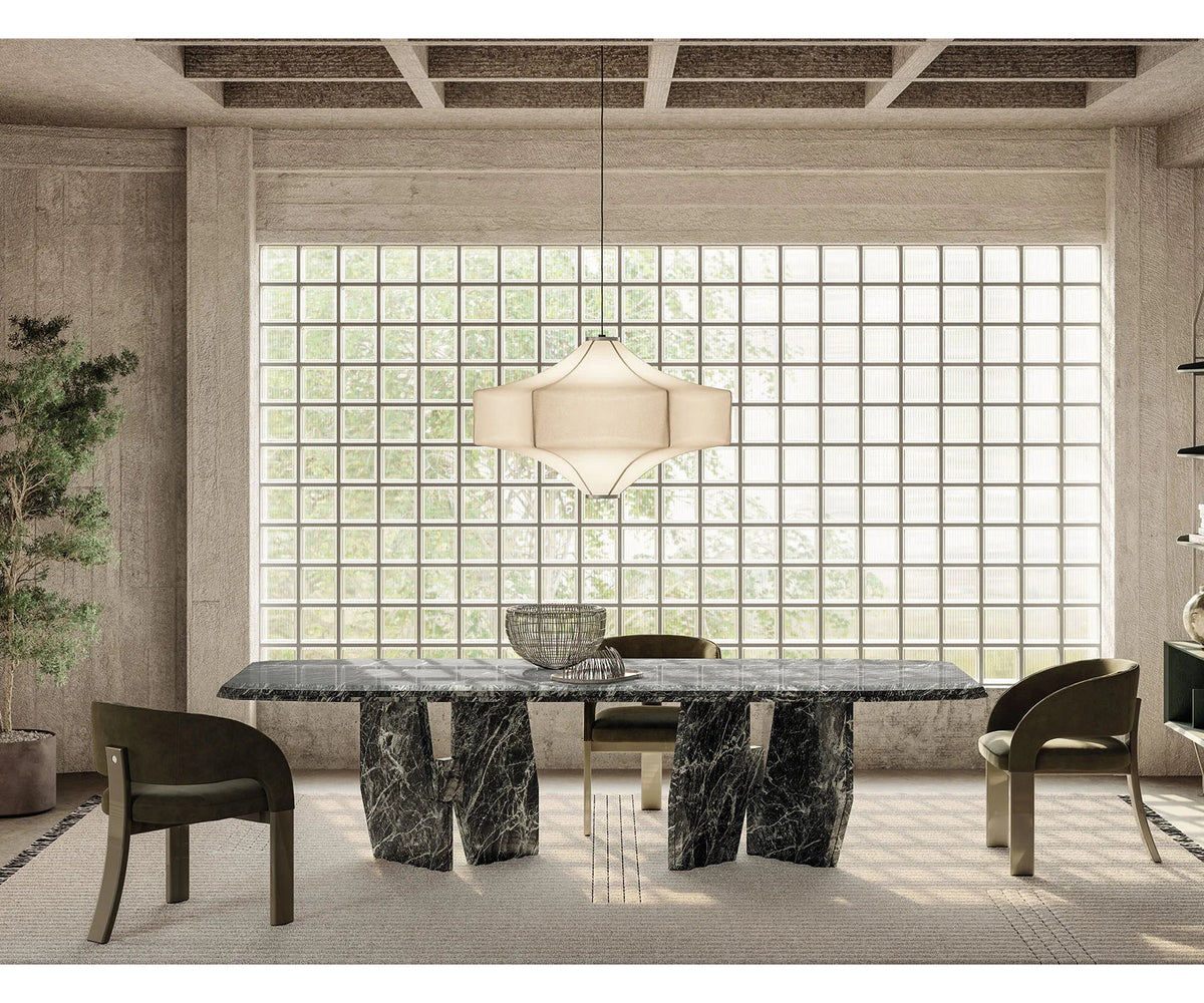 Contemporary Fosca dining chair by Frigerio with sculptural upholstered design