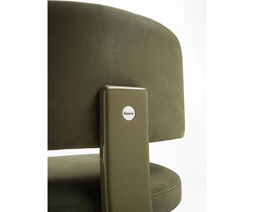 Contemporary Fosca dining chair by Frigerio with sculptural upholstered design