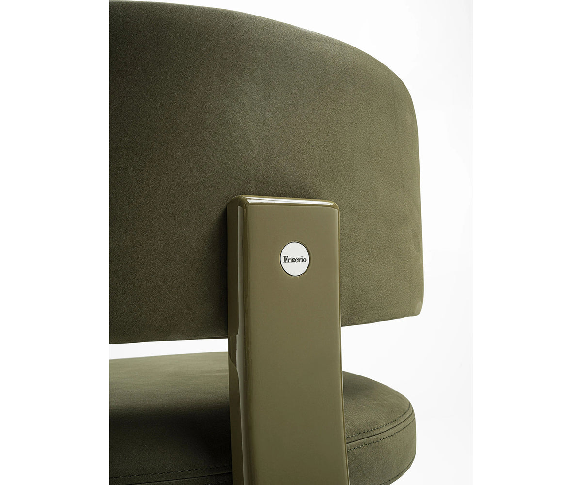 Contemporary Fosca dining chair by Frigerio with sculptural upholstered design