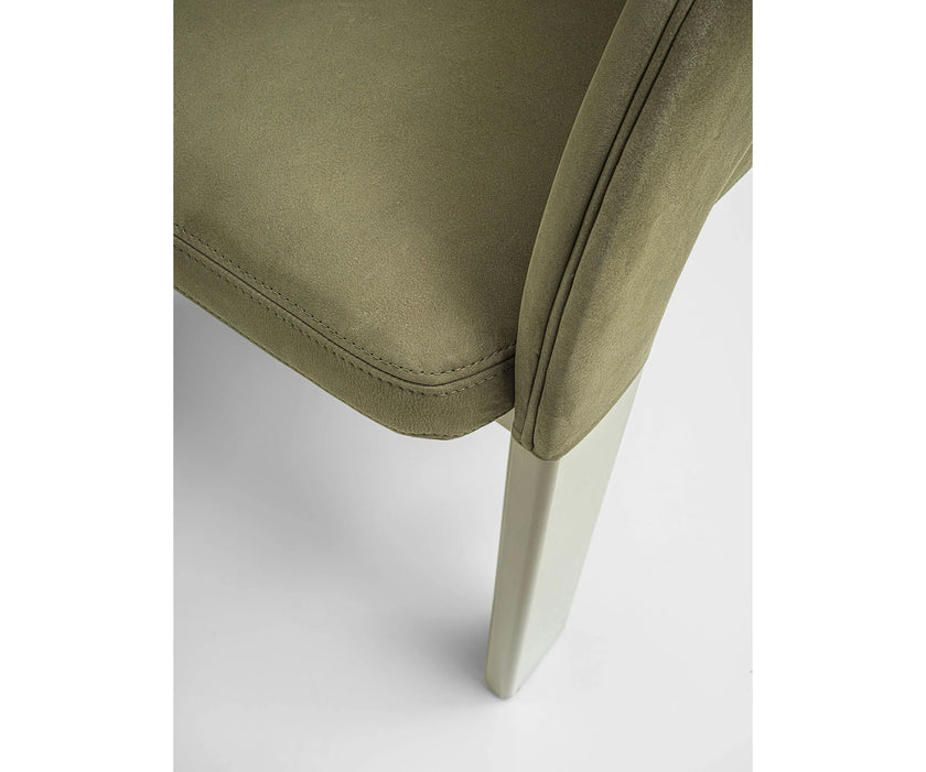 Contemporary Fosca dining chair by Frigerio with sculptural upholstered design