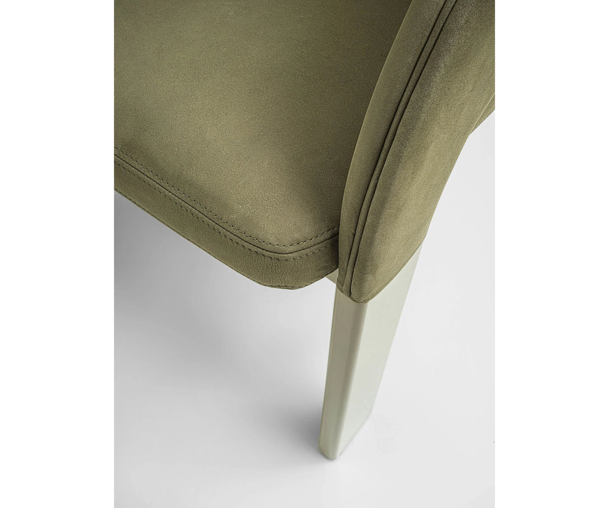 Contemporary Fosca dining chair by Frigerio with sculptural upholstered design