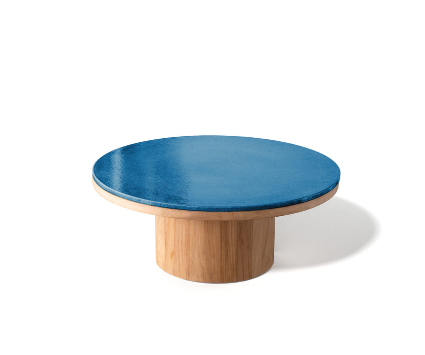 Modern Fresbee Outdoor Coffee Table with Lava Stone Top Casa Design Group