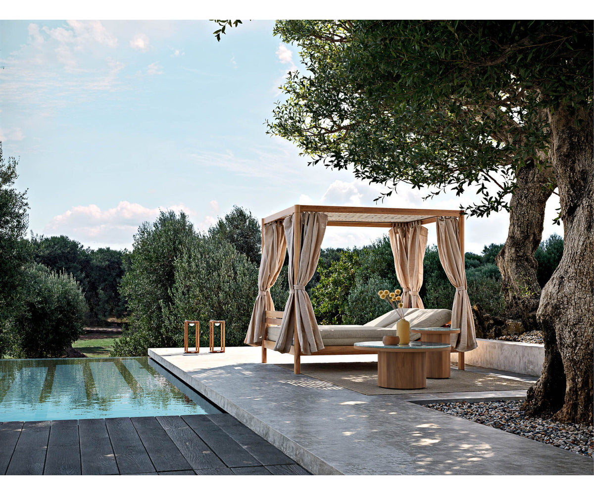 Modern Fresbee Outdoor Coffee Table with Lava Stone Top Casa Design Group