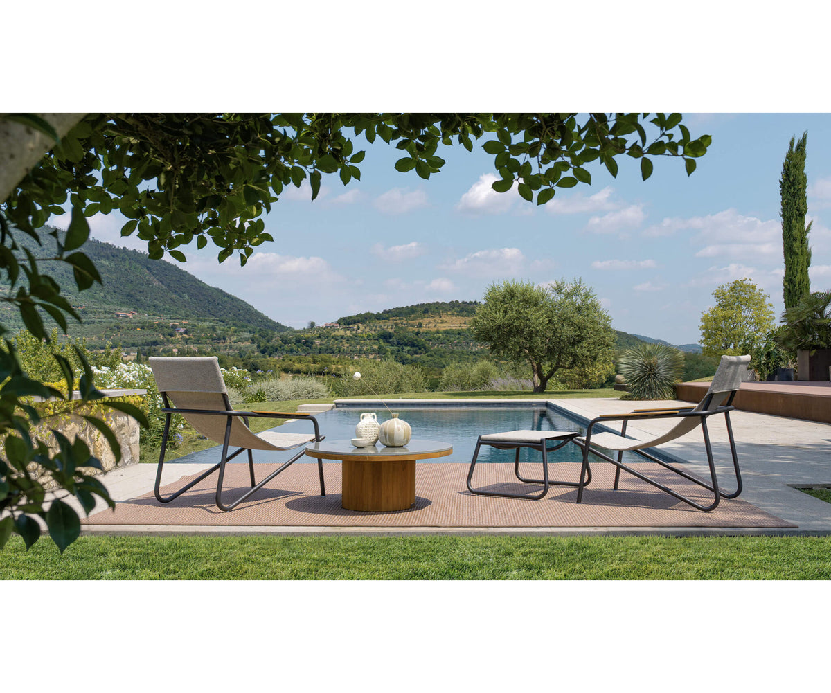 Modern Fresbee Outdoor Coffee Table with Lava Stone Top Casa Design Group